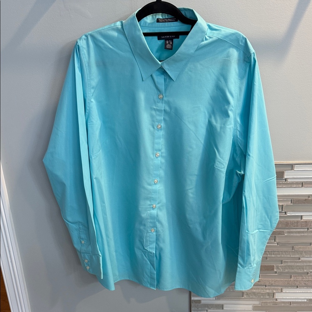 Lands' End Women’s Aqua Dress Shirt